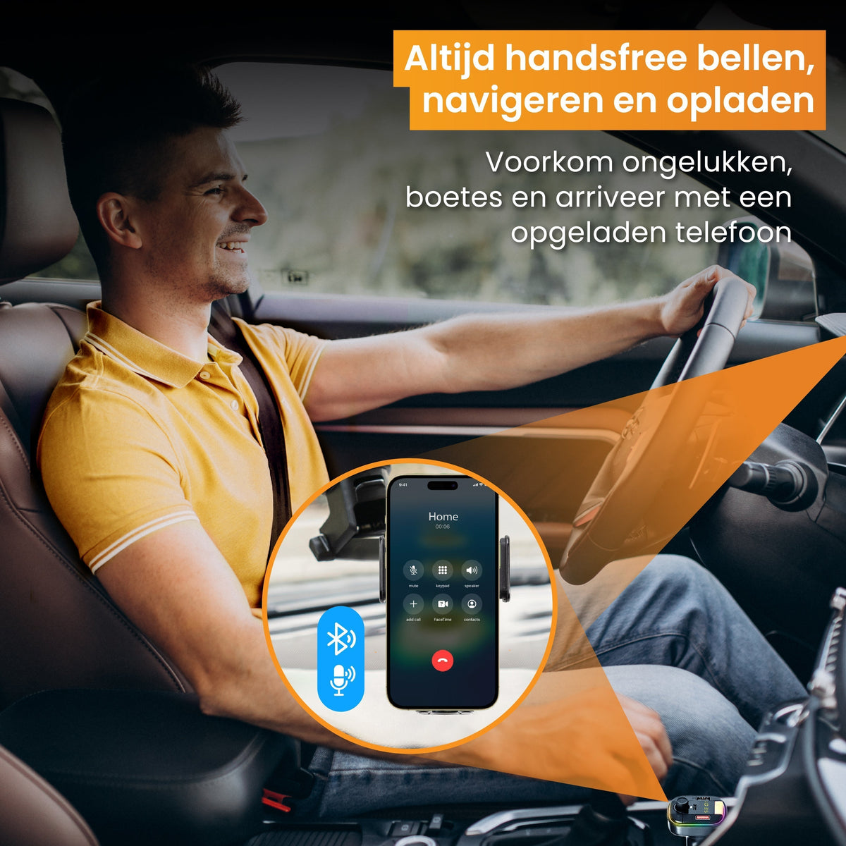 R2B Draadloze Telefoonhouder Auto met Bluetooth FM Transmitter