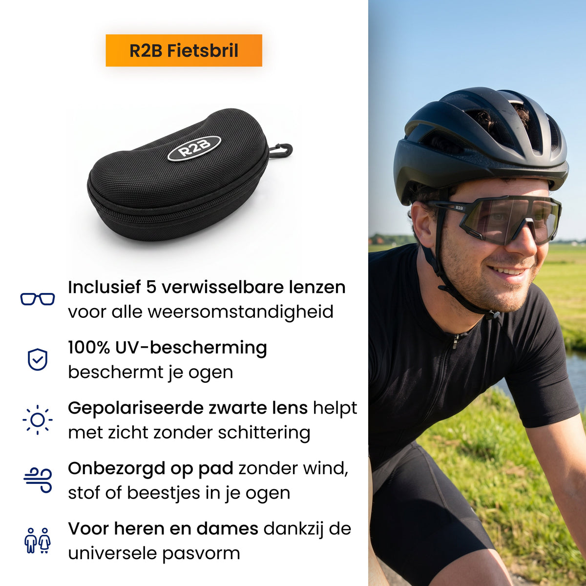 R2B Fietsbril - Inclusief 5 Glazen & Brillenkoker