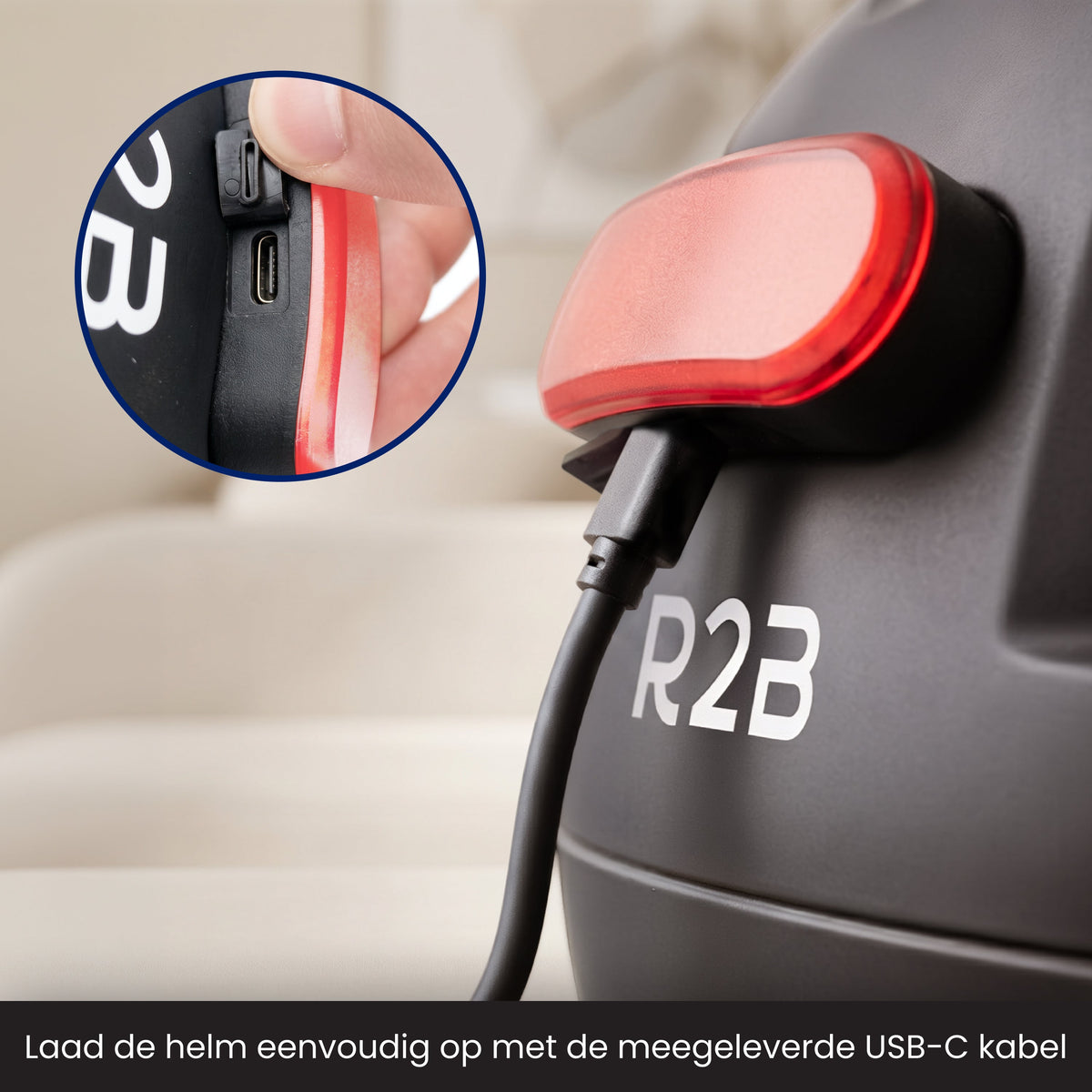 R2B Fietshelm met Transparant Vizier en Verlichting - Speed Pedelec & Snorfiets