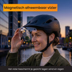R2B Fietshelm met Transparant Vizier en Verlichting - Speed Pedelec & Snorfiets