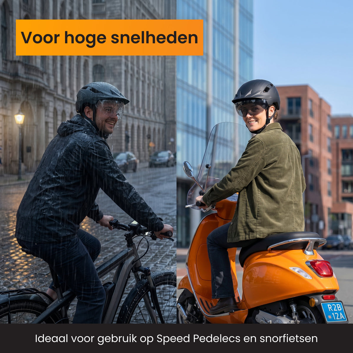 R2B Fietshelm met Transparant Vizier - Speed Pedelec & Snorfiets - Verlichting & Bescherming - Dames en Heren