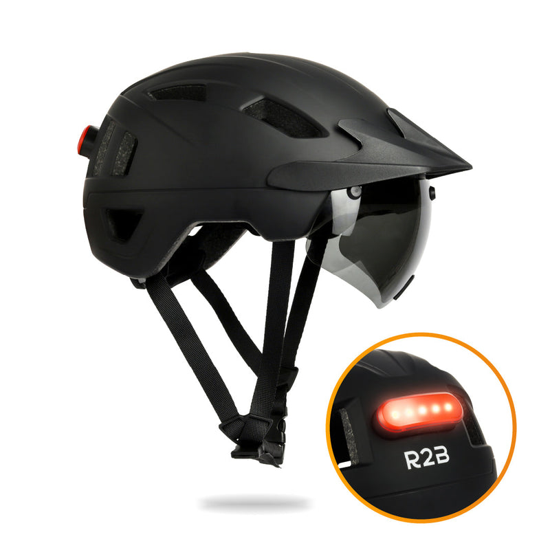 R2B Fietshelm voor Speed Pedelec & Snorfiets - Verlichting & Bescherming - Dames en Heren - Zwart - fiets