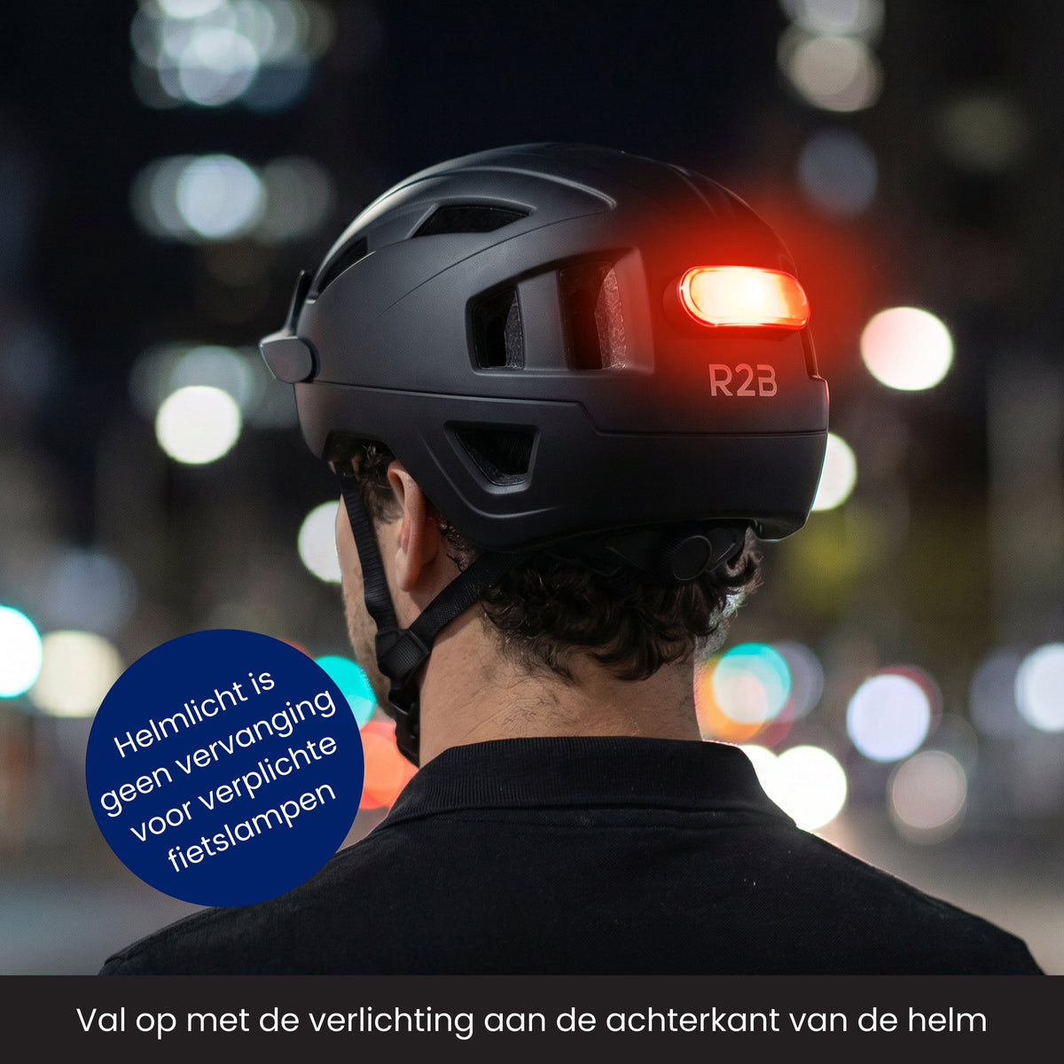 R2B Fietshelm voor Speed Pedelec & Snorfiets - Verlichting & Bescherming - Dames en Heren - Zwart - fiets
