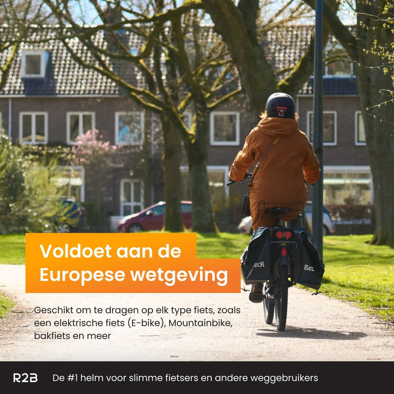 R2B Fietshelm voor volwassenen met LED-verlichting - Maat L - 58-61 cm - Fiets helm voor dames en heren - R2B Store