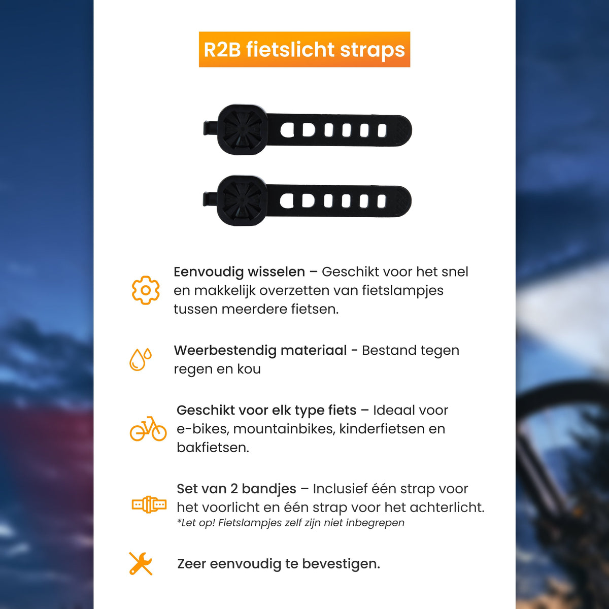 R2B Fietslicht Straps – Set van 2 bandjes voor de oplaadbare fietslampjes van R2B