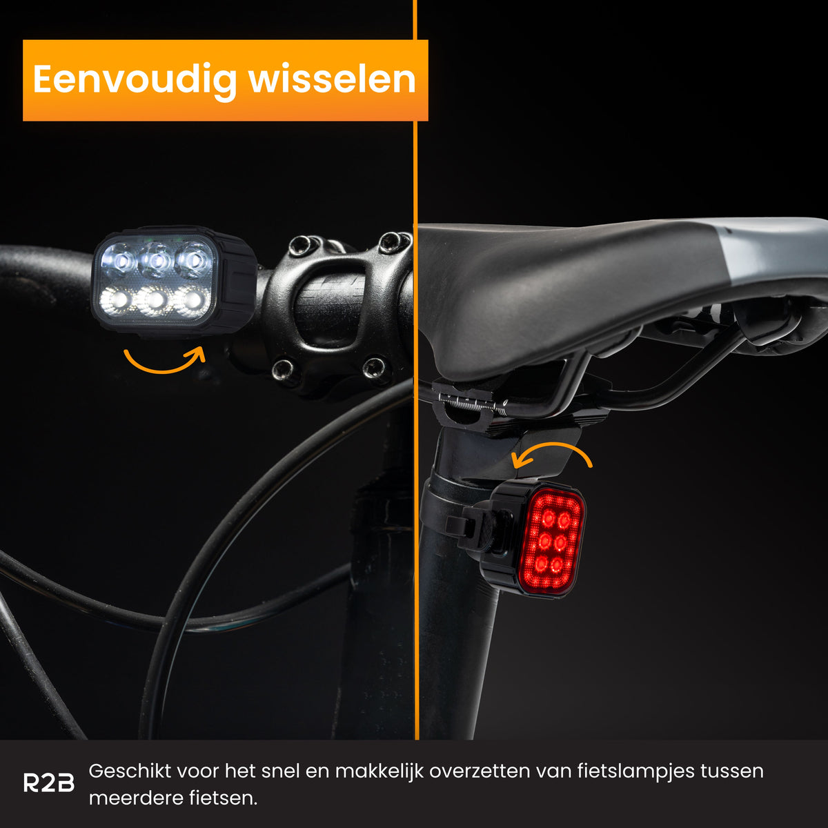 R2B Fietslicht Straps – Set van 2 bandjes voor de oplaadbare fietslampjes van R2B