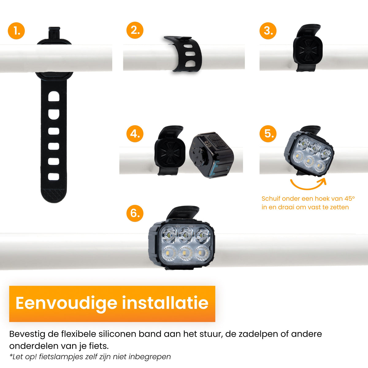 R2B Fietslicht Straps – Set van 2 bandjes voor de oplaadbare fietslampjes van R2B