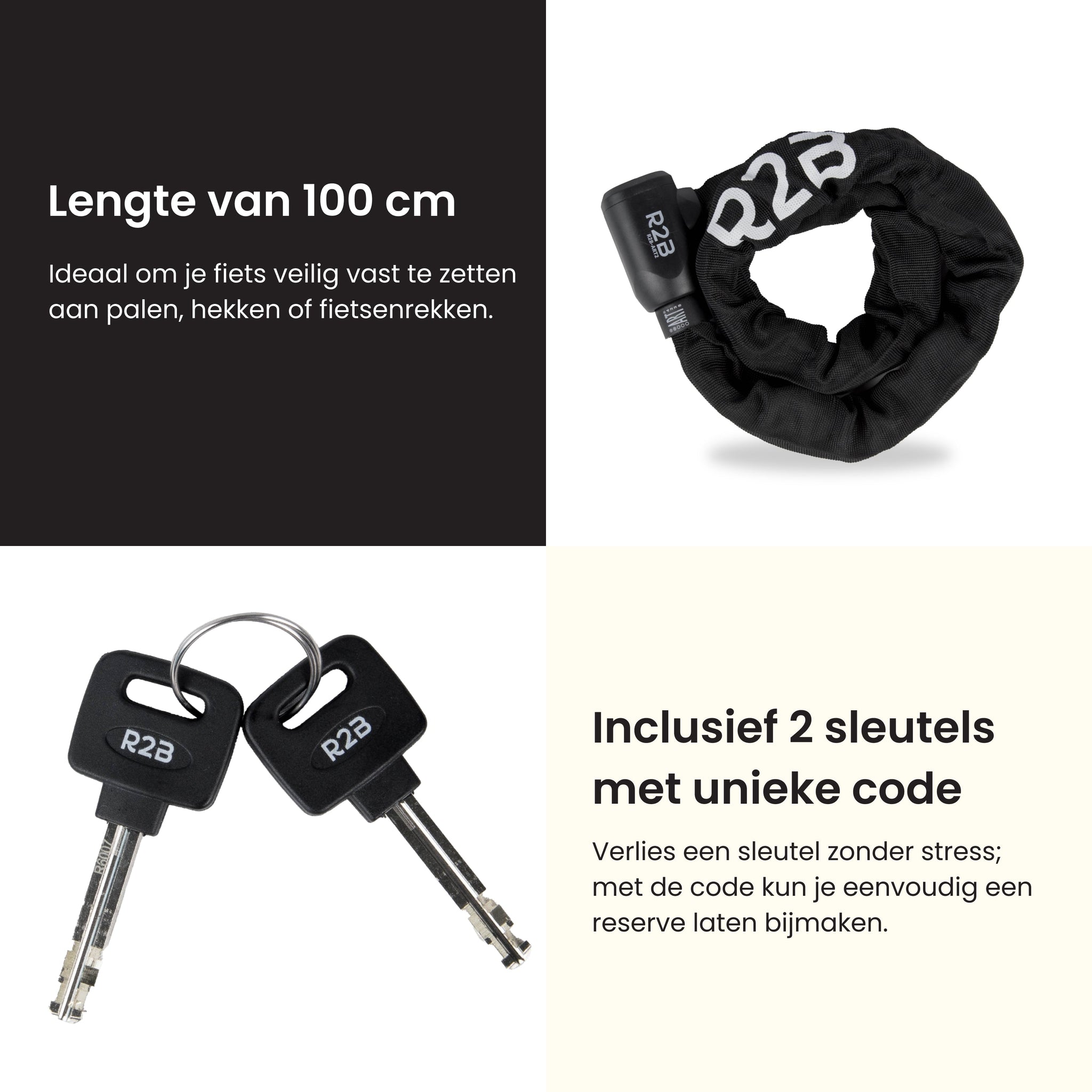 R2B Fietsslot ART2 - Voor Fiets & E-Bike - Gecertificeerd voor Verzekering - Weerbestendig - 2 Sleutels - fietsslot