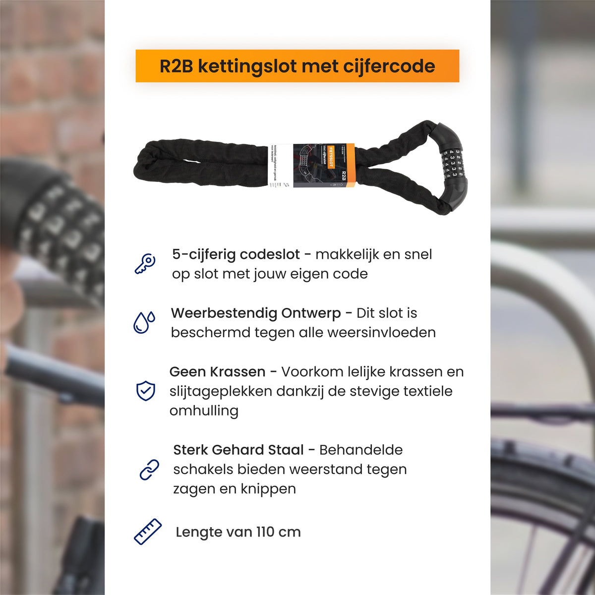R2B Fietsslot met Cijferslot - E-Bike & Fiets - fietsslot