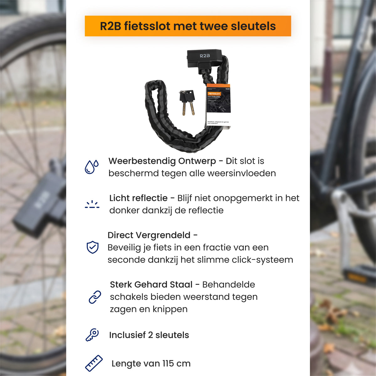 R2B Fietsslot met Click-In Sluiting - E-Bike & Fiets - fietsslot