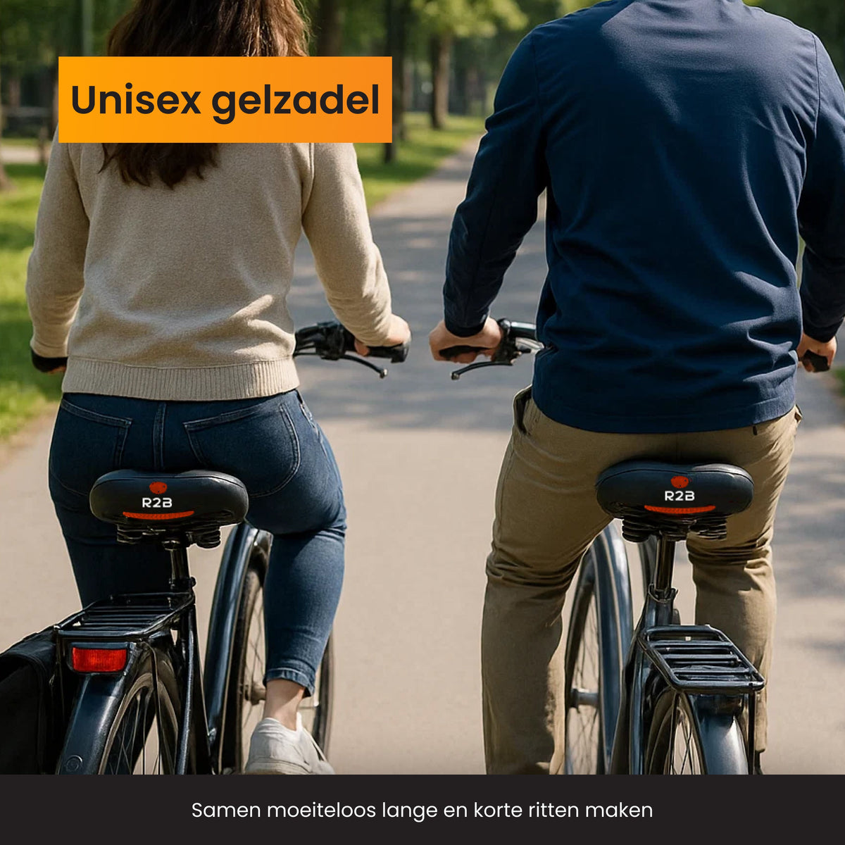 R2B Fietszadel Heren & Dames - Gelcomfort & Schokabsorptie - Waterdichte Zadelhoes