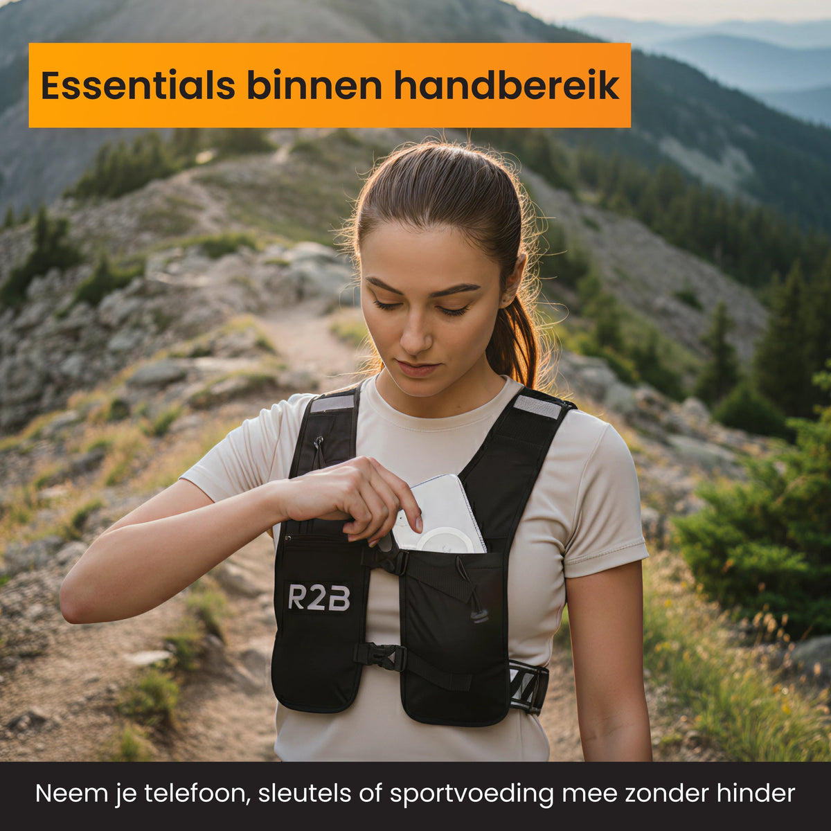 R2B Hardloopvest met Opbergvakjes & Verstelbaar