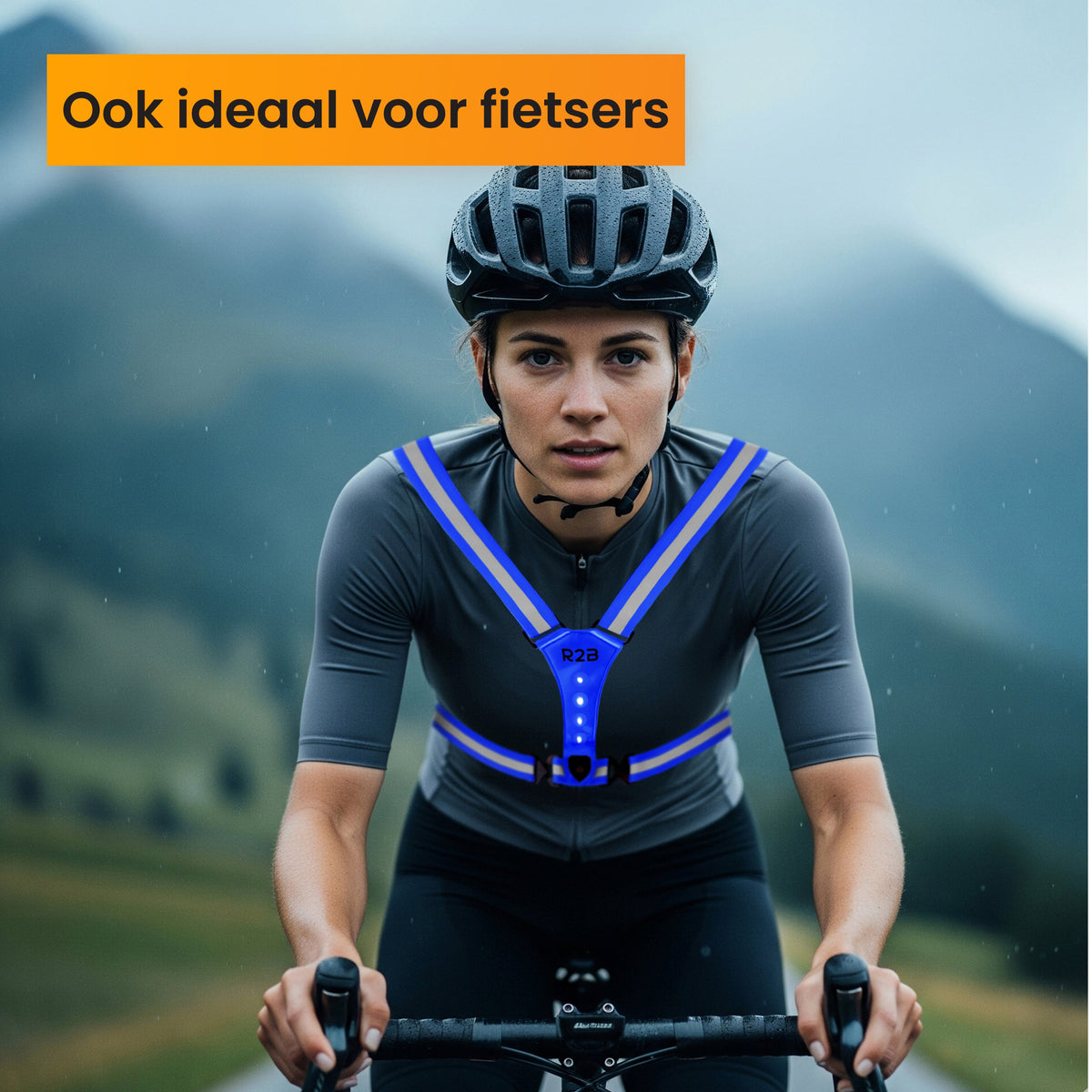 R2B Hardloopvest met Verlichting - Blauw - Telefoonhouder sport