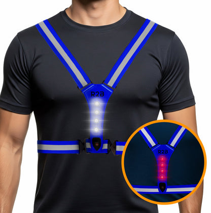 R2B Hardloopvest met Verlichting - Blauw - Telefoonhouder sport
