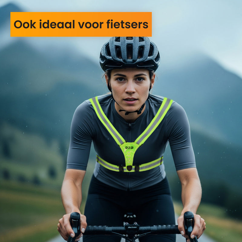 R2B Hardloopvest met Verlichting - Extra Stevige Behuizing - Reflecterend & Oplaadbaar - Neongeel - Telefoonhouder sport