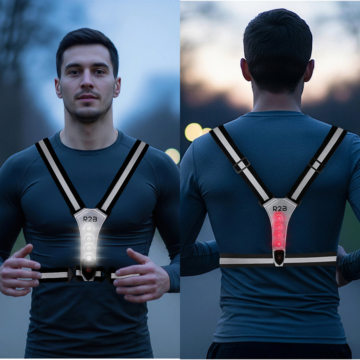 R2B Hardloopvest met Verlichting - Grijs - Telefoonhouder sport