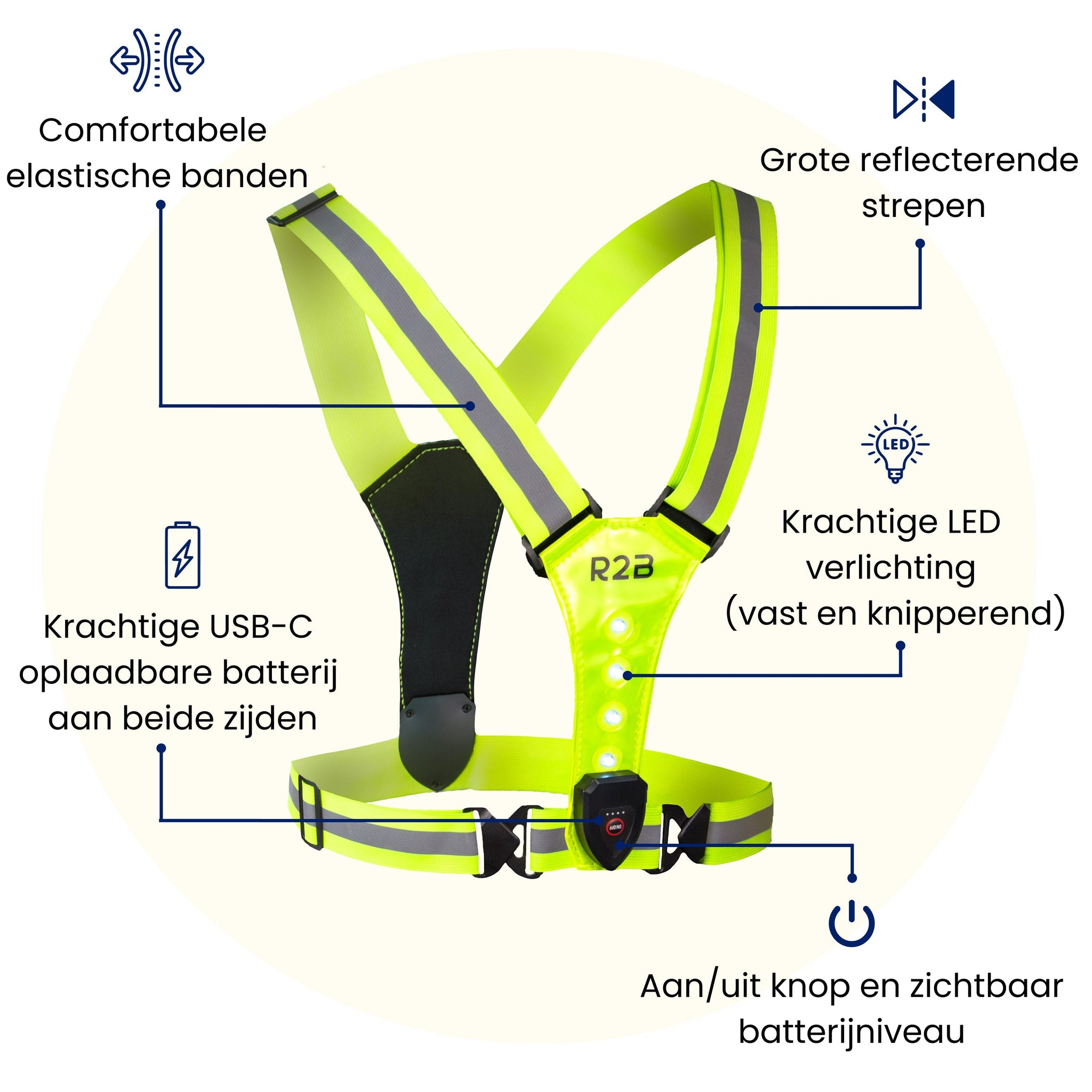 R2B Hardloopvest met Verlichting - Neongeel - Telefoonhouder sport