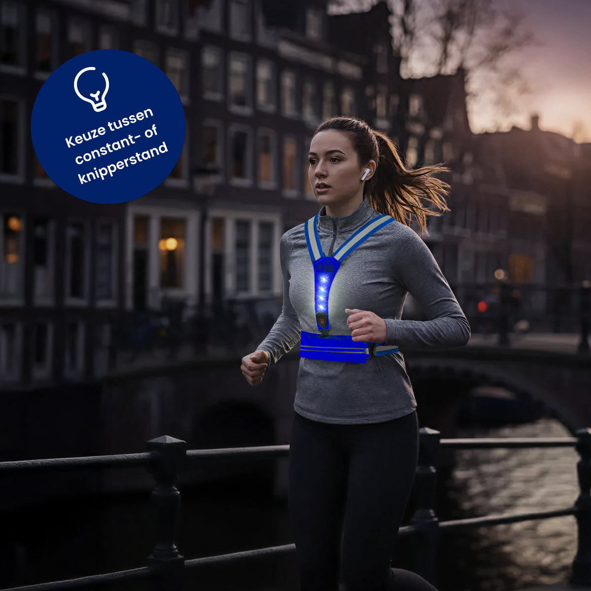 R2B Hardloopvest met Verlichting & Opbergvak - Blauw