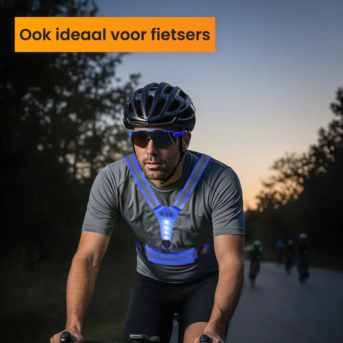 R2B Hardloopvest met Verlichting & Opbergvak - Blauw