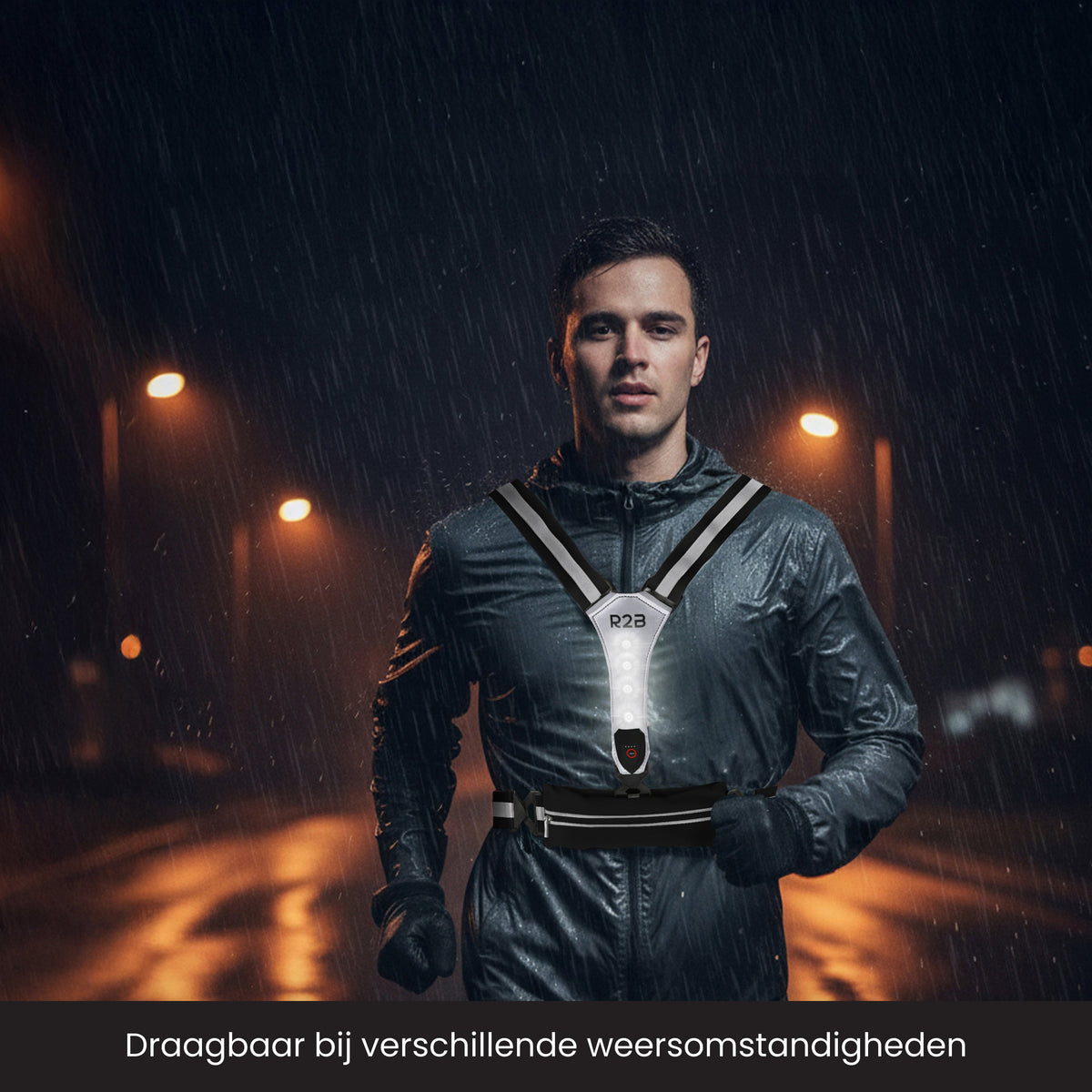 R2B Hardloopvest met Verlichting & Opbergvak - Grijs
