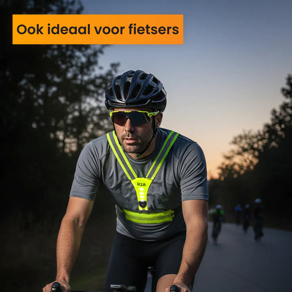 R2B Hardloopvest met Verlichting & Opbergvak - Neongeel