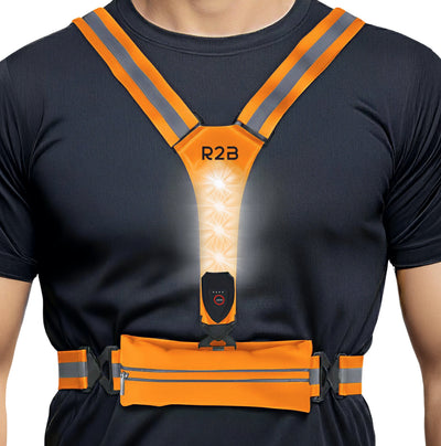 R2B Hardloopvest met Verlichting & Opbergvak - Oranje