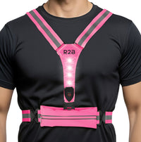 R2B Hardloopvest met Verlichting & Opbergvak - Reflecterend & Oplaadbaar - Roze