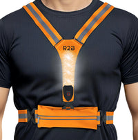 R2B Hardloopvest met Verlichting & Opbergvak - Reflecterend & Oplaadbaar - Oranje