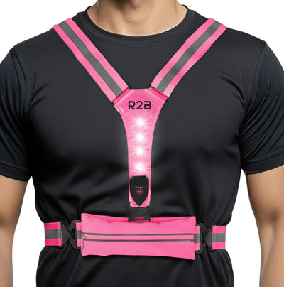 R2B Hardloopvest met Verlichting & Opbergvak - Roze