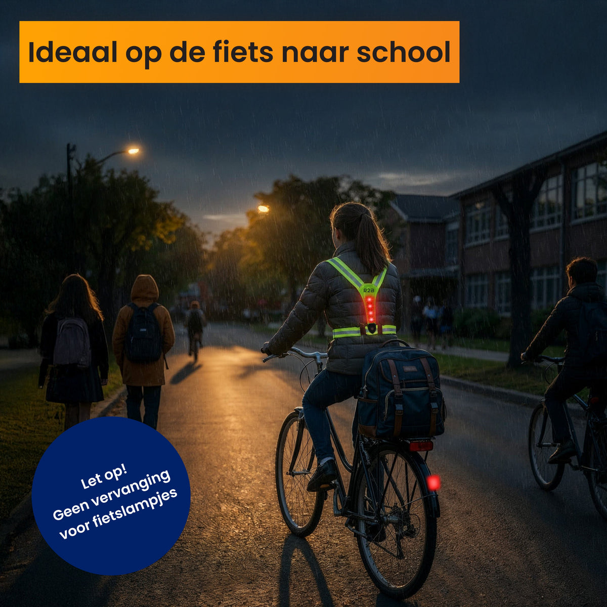R2B Hardloopvest met Verlichting Voor Kinderen - Extra Stevige Behuizing - Reflecterend & Oplaadbaar - Neongeel