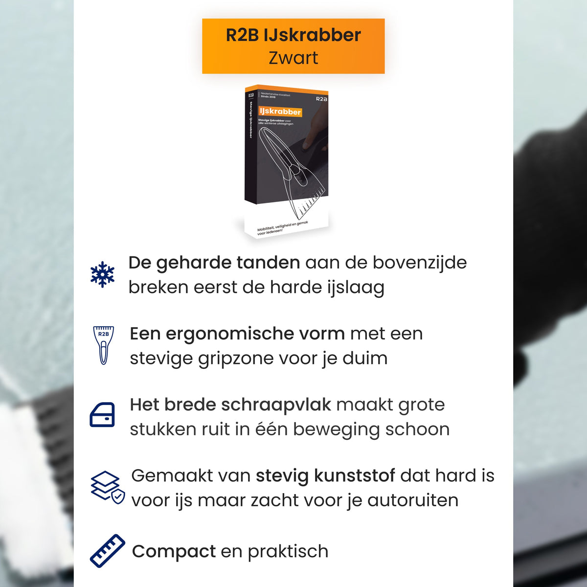 R2B IJskrabber Auto met IJsbreker - Stevig & Extra breed