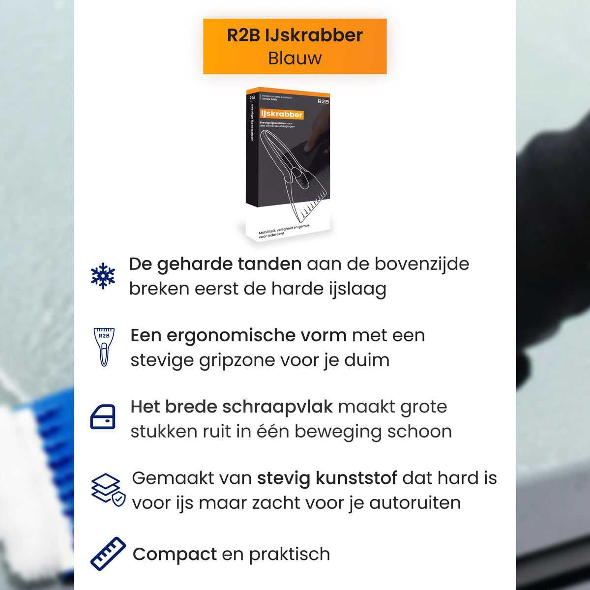 R2B IJskrabber Auto met IJsbreker - Stevig & Extra breed - Blauw
