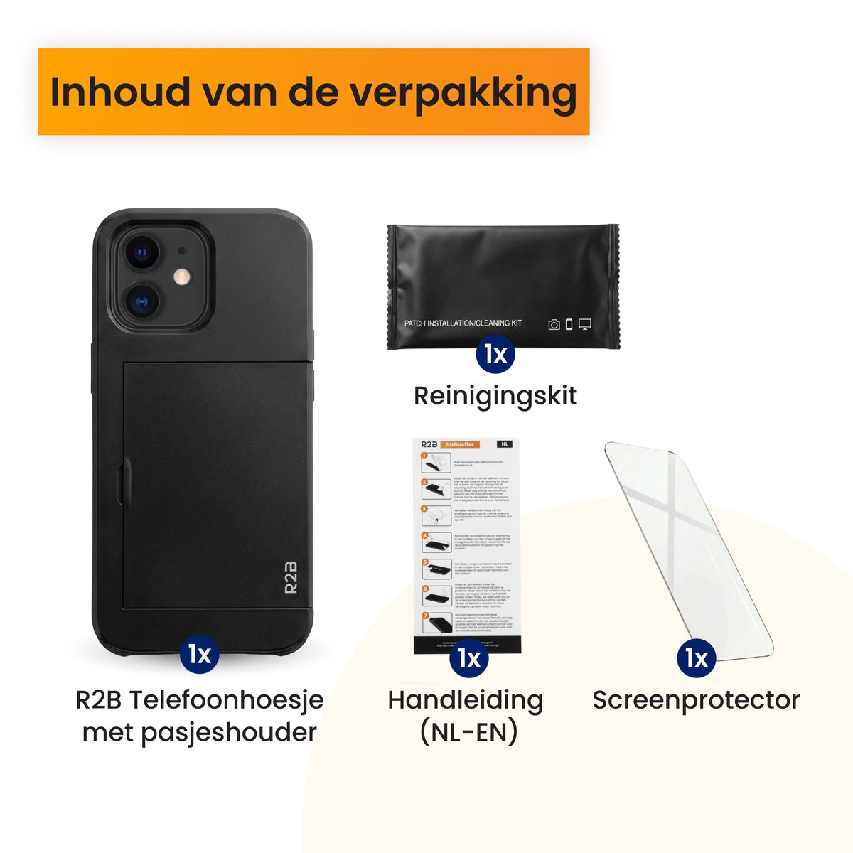 R2B iPhone 11 Hoesje met Pasjeshouder - Incl. Screenprotector - 3 Pasjes - Telefoonhoesje