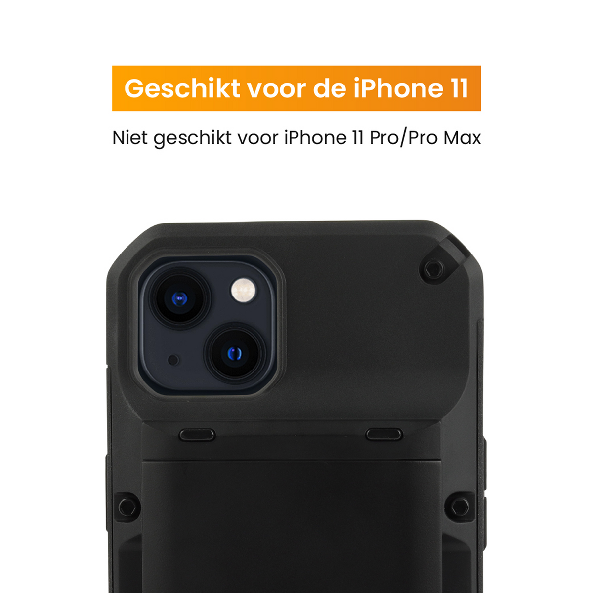 R2B iPhone 11 Hoesje met Pasjeshouder - Screenprotector - 4 Pasjes - Robuust & Beschermend - Zwart - Telefoonhoesje