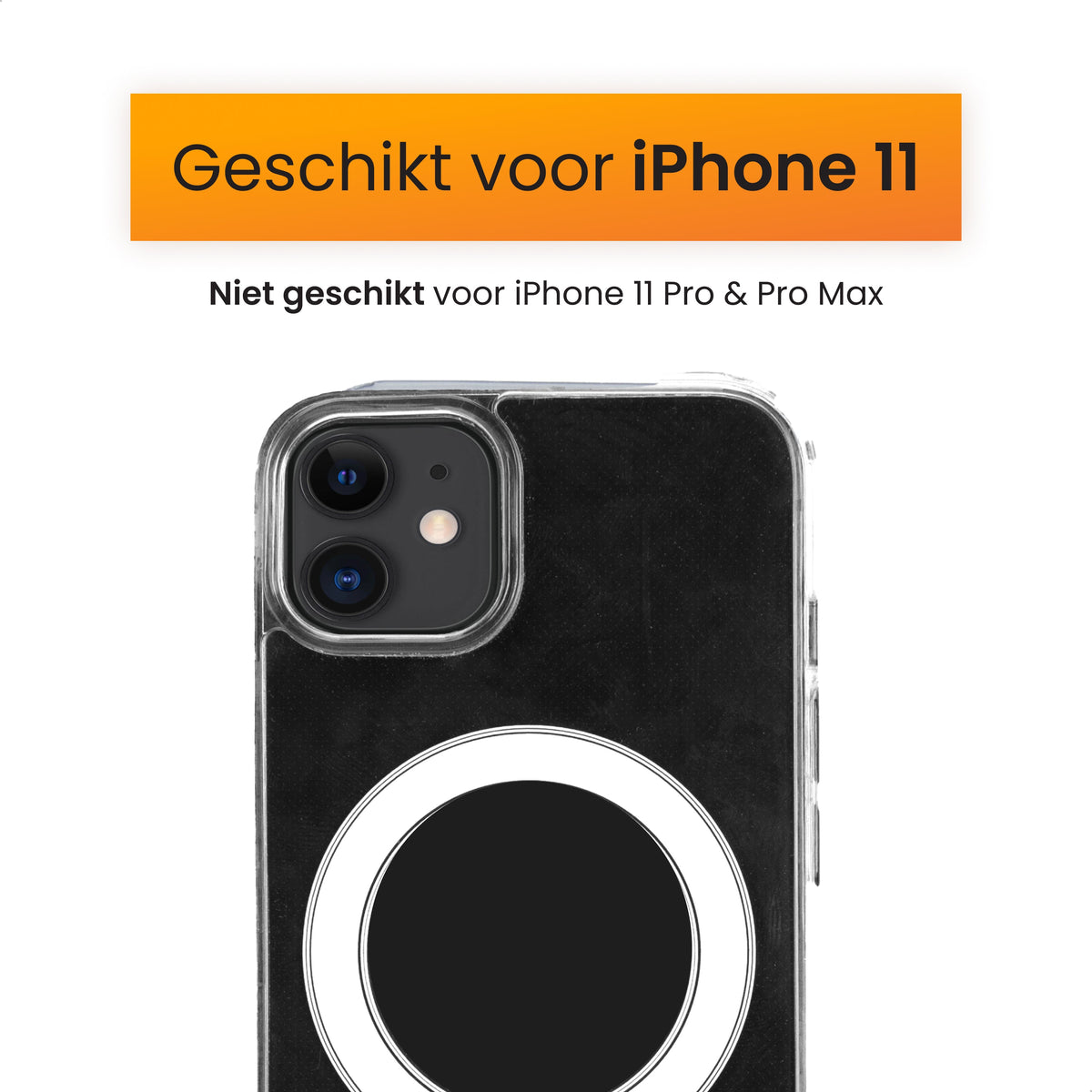 R2B iPhone 11 MagSafe Hoesje - Transparant - Incl. Screenprotector - Telefoonhoesje