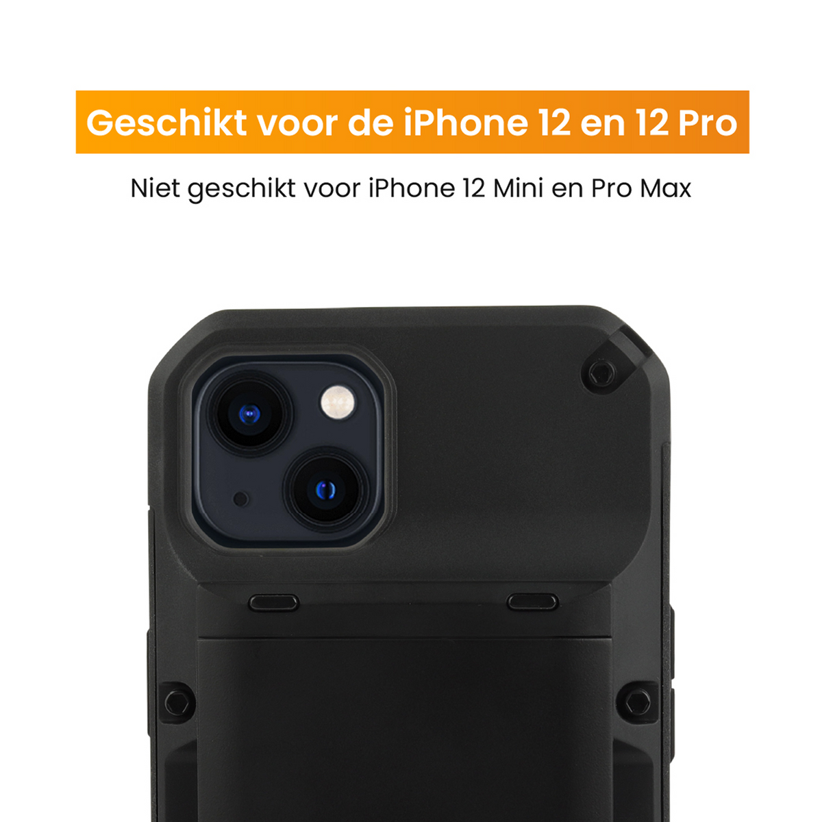 R2B iPhone 12 + 12 Pro Hoesje met Pasjeshouder - Screenprotector - 4 Pasjes - Robuust & Beschermend - Zwart