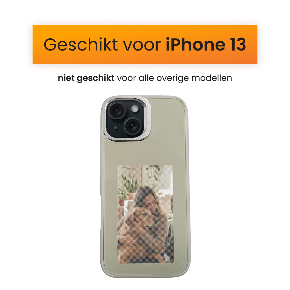 R2B iPhone 13 Hoesje met Foto - Incl. Screenprotector - Grijs - Telefoonhoesje