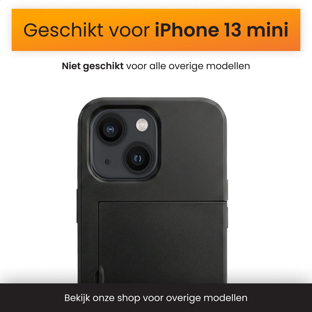 R2B iPhone 13 Mini Hoesje met Pasjeshouder - Incl. Screenprotector - 3 Pasjes - Telefoonhoesje