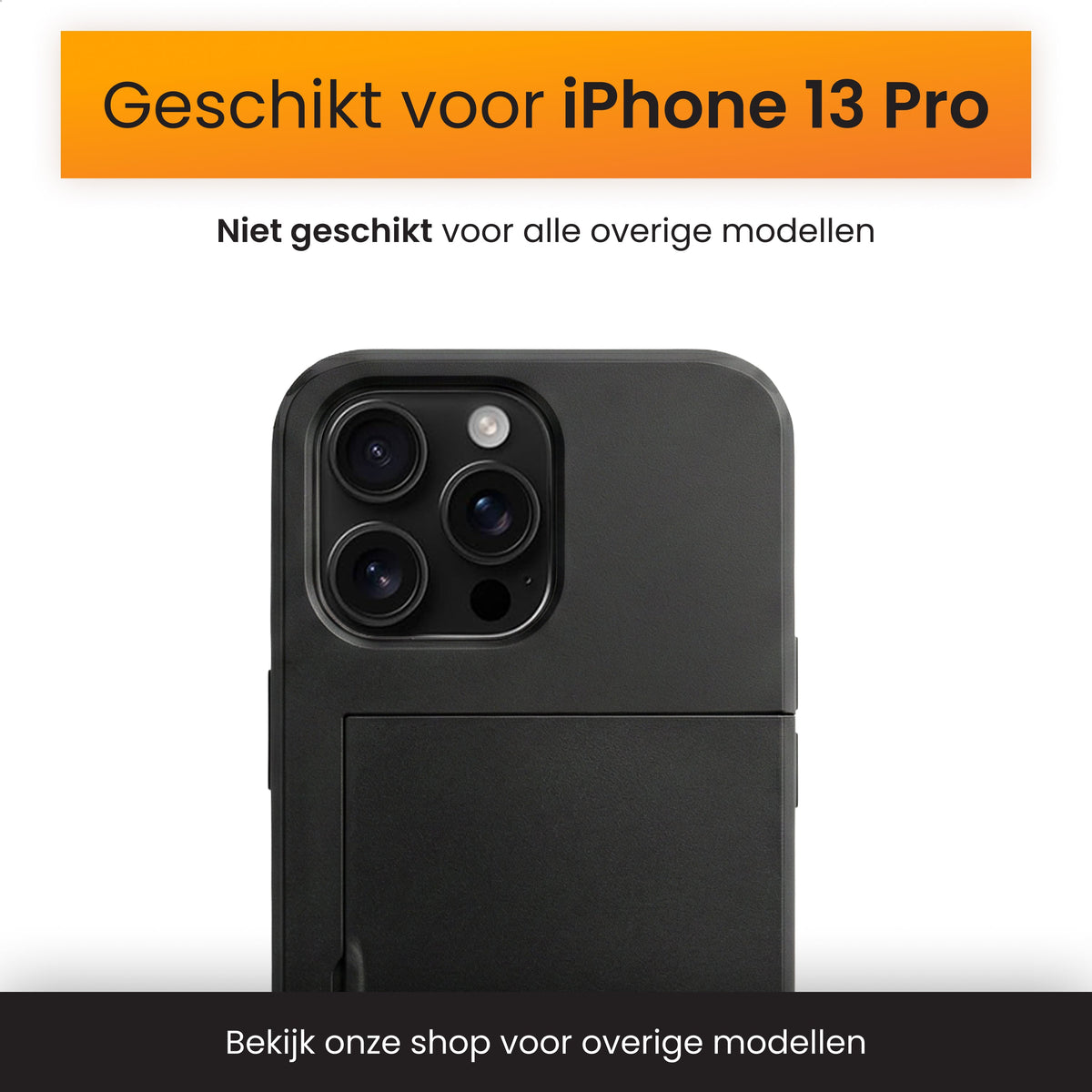 R2B iPhone 13 Pro Hoesje met Pasjeshouder - Incl. Screenprotector - 3 Pasjes - Telefoonhoesje