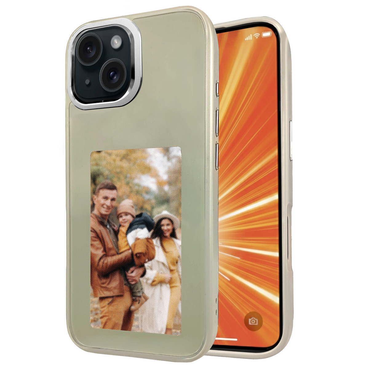 R2B iPhone 14 Hoesje met Foto - Incl. Screenprotector - Grijs - Telefoonhoesje