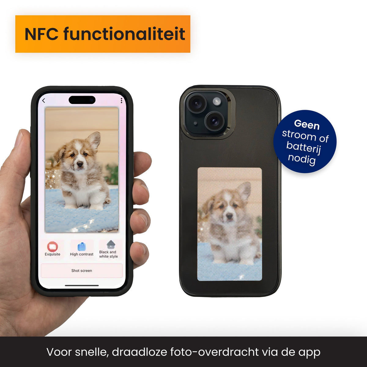 R2B iPhone 14 Hoesje met Foto - Incl. Screenprotector - Zwart - Telefoonhoesje