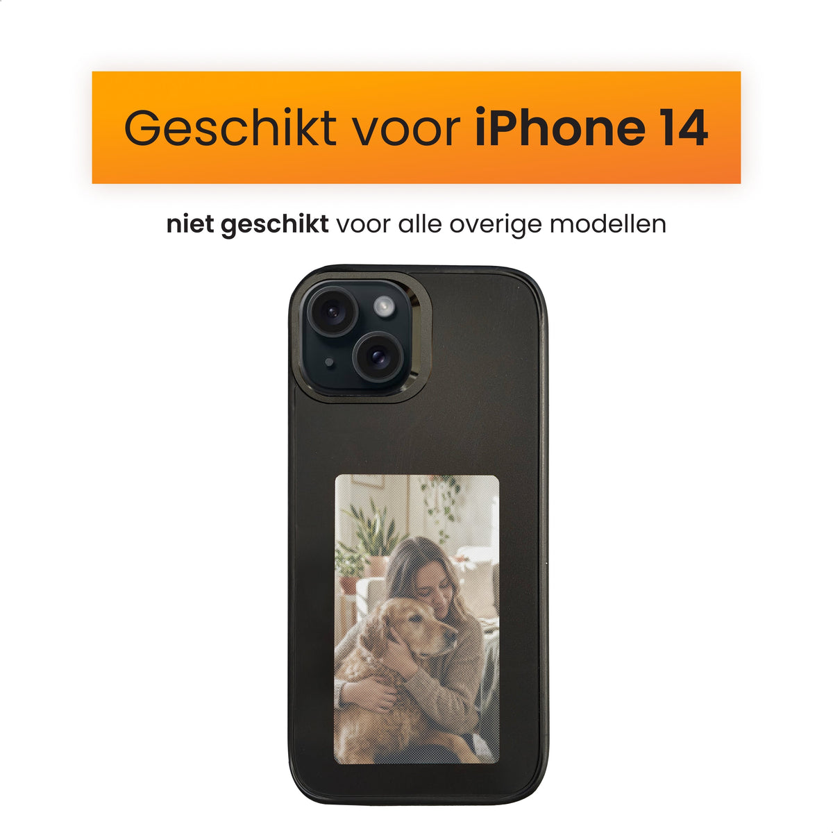 R2B iPhone 14 Hoesje met Foto - Incl. Screenprotector - Zwart - Telefoonhoesje