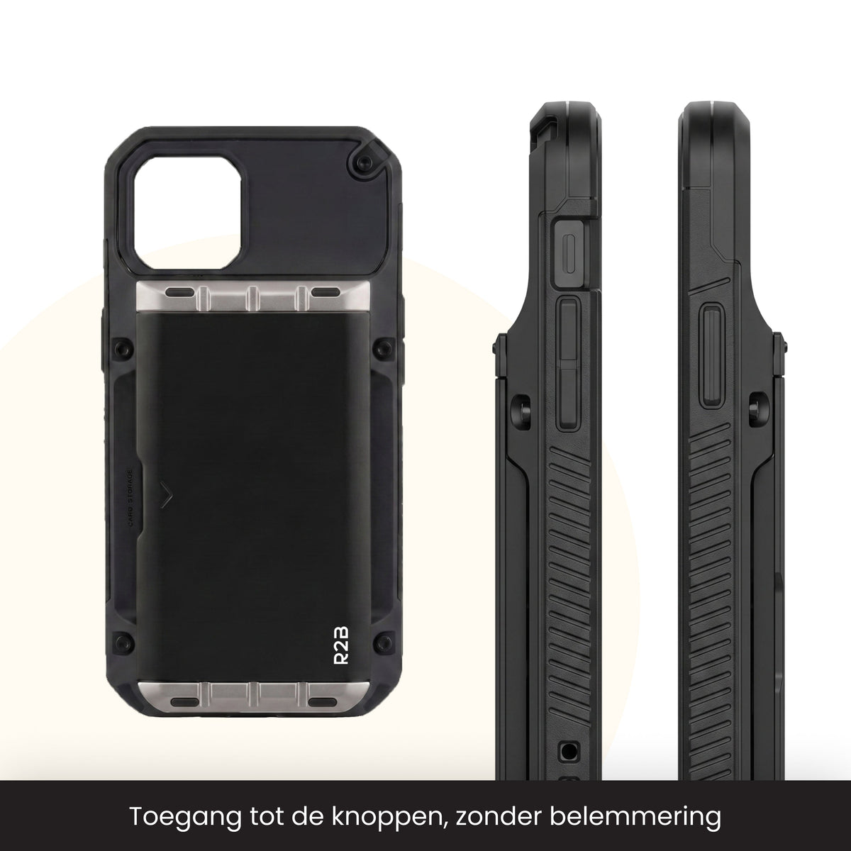 R2B iPhone 14 Hoesje met Pasjeshouder - Incl. Screenprotector - 4 Pasjes - Telefoonhoesje