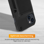 R2B iPhone 14 Hoesje met Pasjeshouder - Screenprotector - 4 Pasjes - Robuust & Beschermend - Zwart - Telefoonhoesje