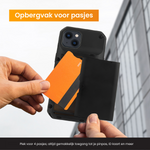 R2B iPhone 14 Hoesje met Pasjeshouder - Screenprotector - 4 Pasjes - Robuust & Beschermend - Zwart - Telefoonhoesje
