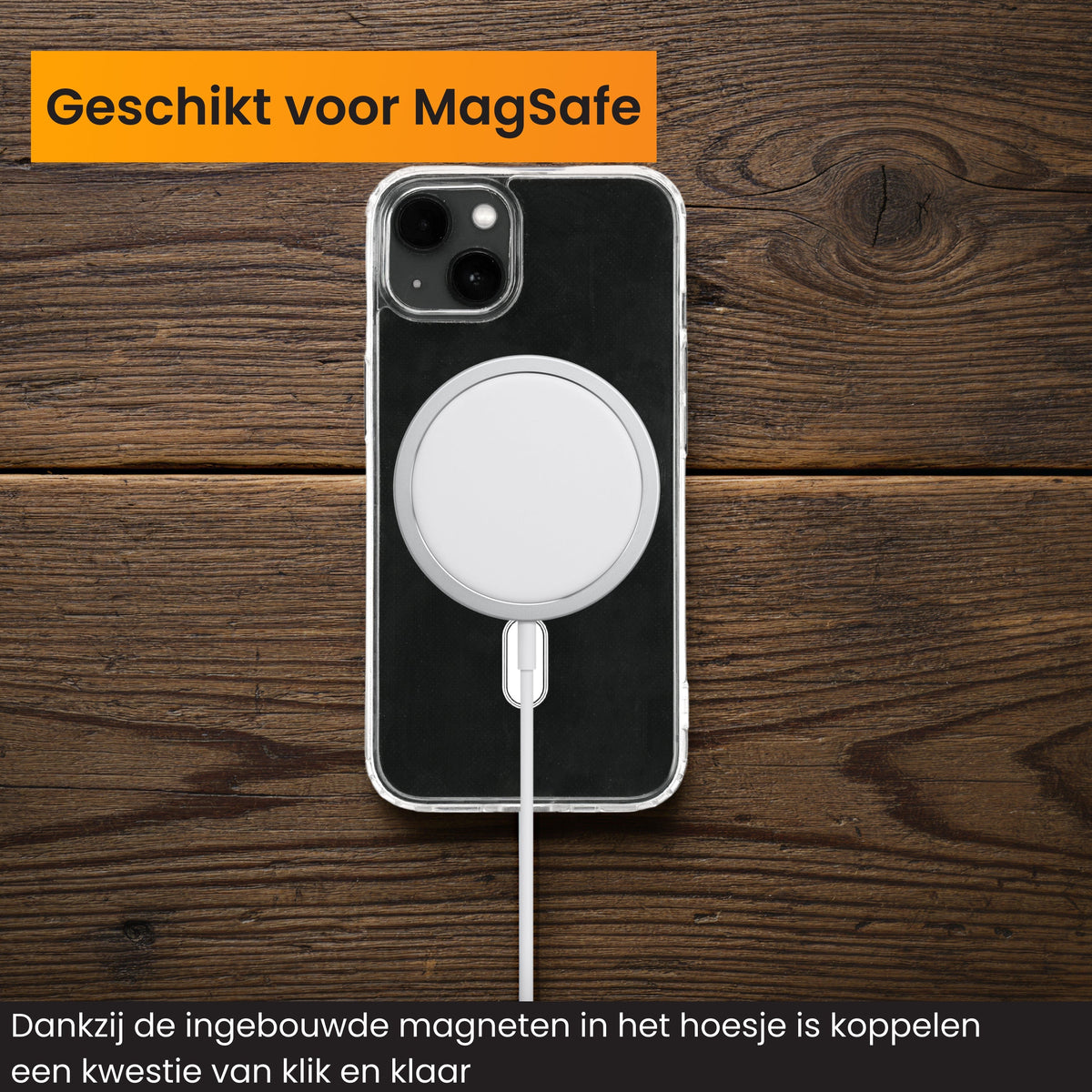 R2B iPhone 14 MagSafe Hoesje - Transparant - Incl. Screenprotector - Telefoonhoesje