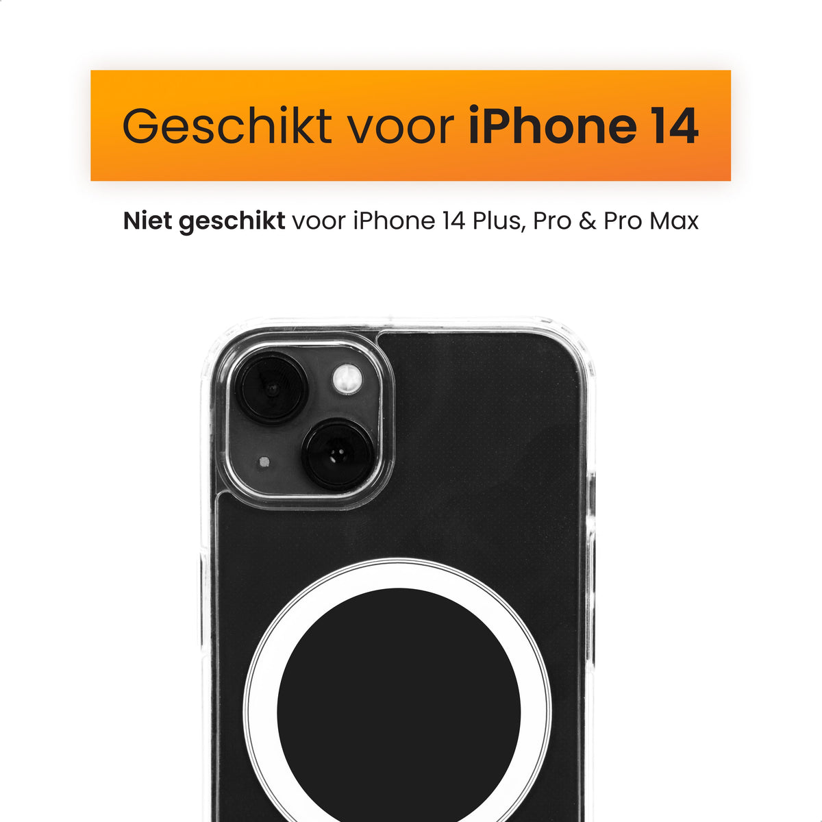R2B iPhone 14 MagSafe Hoesje - Transparant - Incl. Screenprotector - Telefoonhoesje