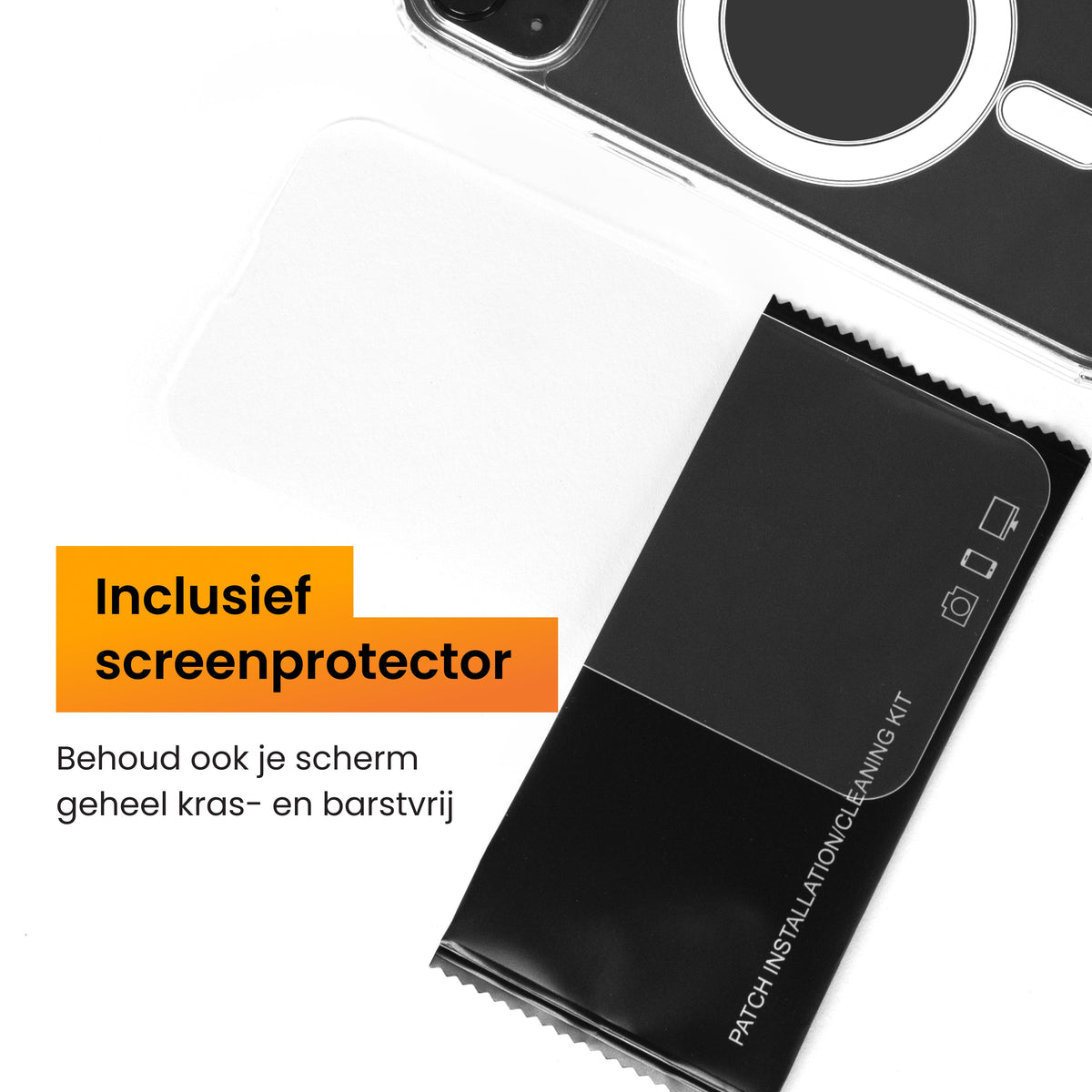 R2B iPhone 14 MagSafe Hoesje - Transparant - Incl. Screenprotector - Telefoonhoesje