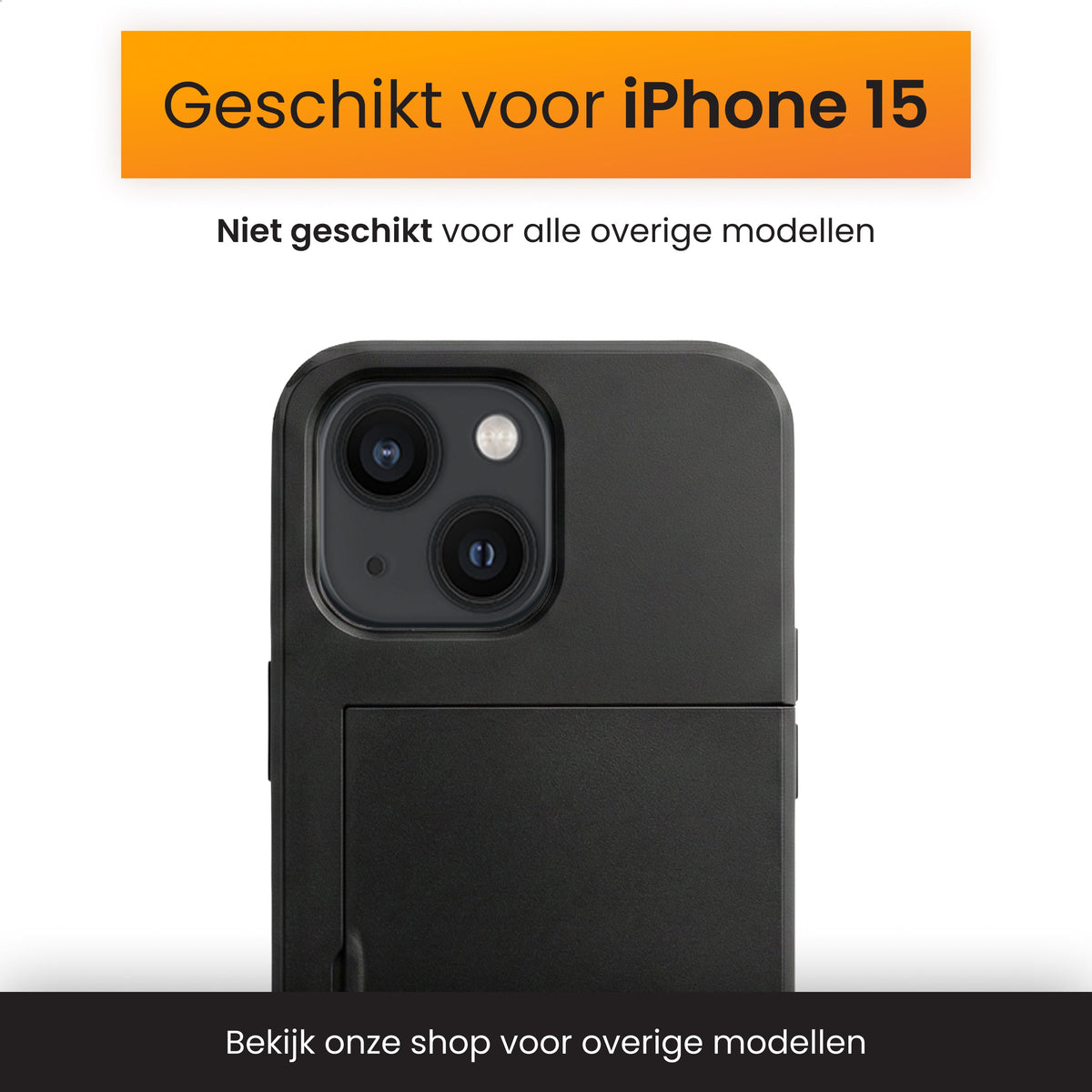 R2B iPhone 15 Hoesje met Pasjeshouder - Incl. Screenprotector - 3 Pasjes - Telefoonhoesje