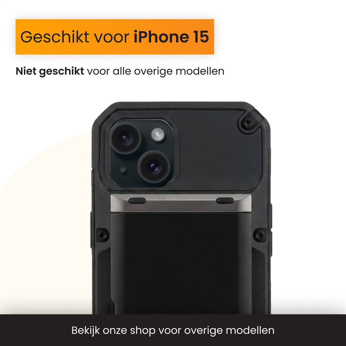 R2B iPhone 15 Hoesje met Pasjeshouder - Screenprotector - 4 Pasjes - Robuust & Beschermend - Zwart